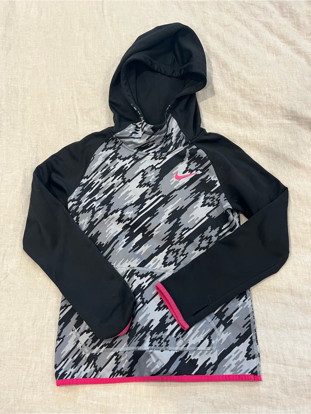 Nike Dri-FIT Black Athletic Hoodie with White Interior